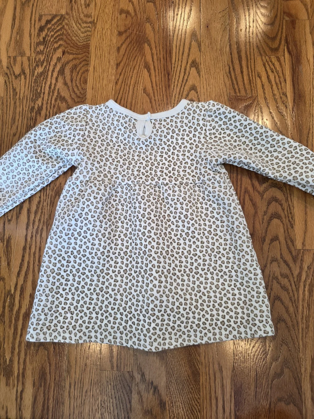 Toddler Girls' Long-Sleeve Leopard Print Dress - White & Brown